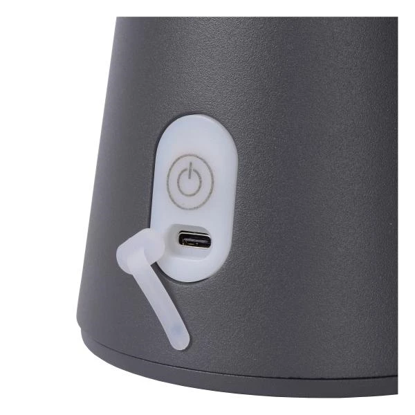 Lucide LA DONNA - wiederaufladbare Tischlampe Innen/Außen - Akku/Batterie - Ø 19,7 cm - LED Dim. - 1x2W 2700K - IP54 - 3 StepDim - Anthrazit - DETAIL 4